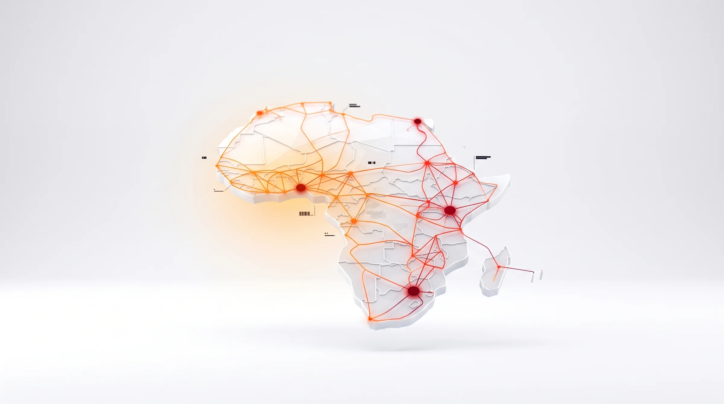 Network lines connecting the African continent, a stylised map of digital connectivity.